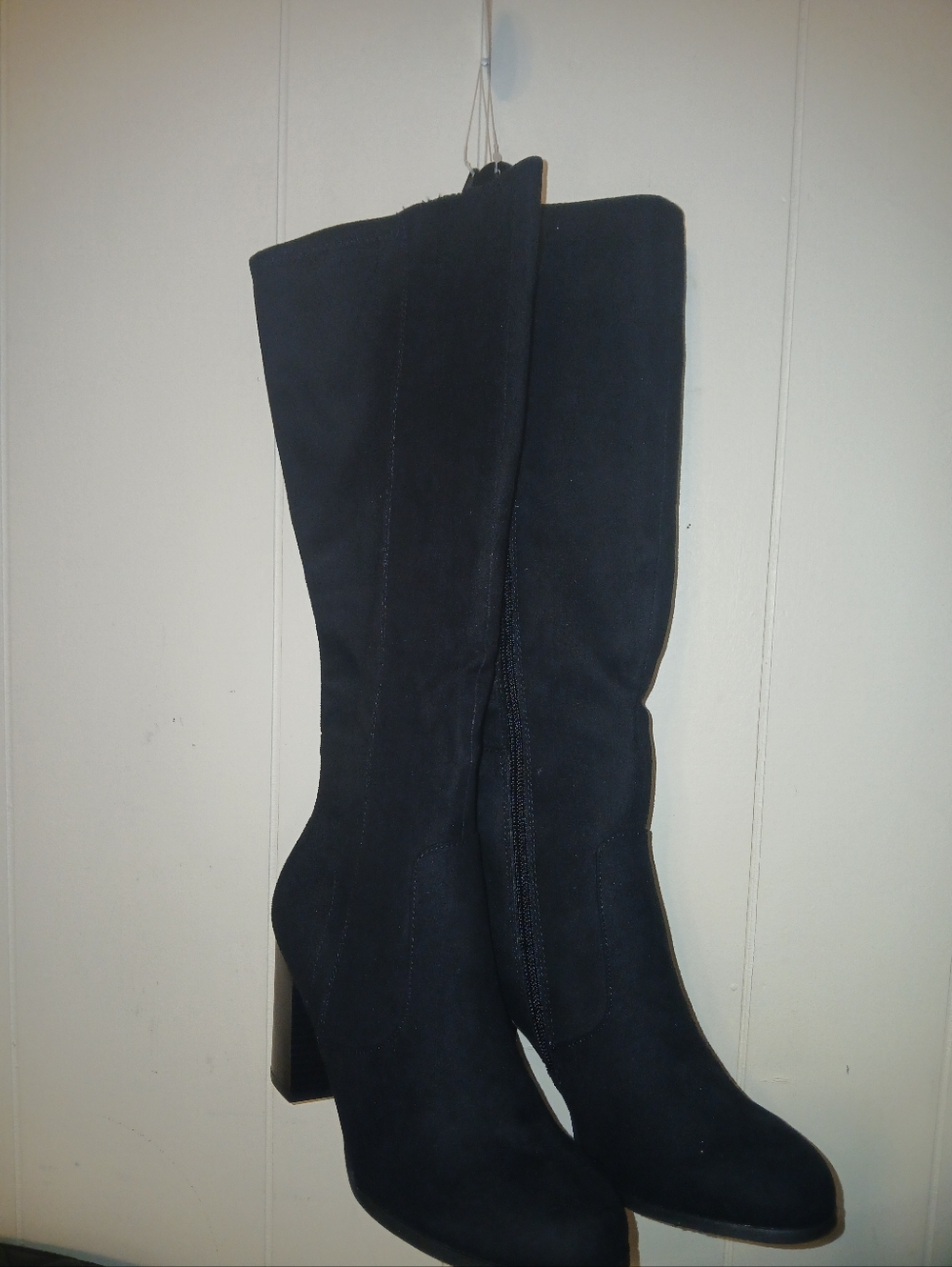 Style & CO Women's Black Calf High Suede Block Heel Boots